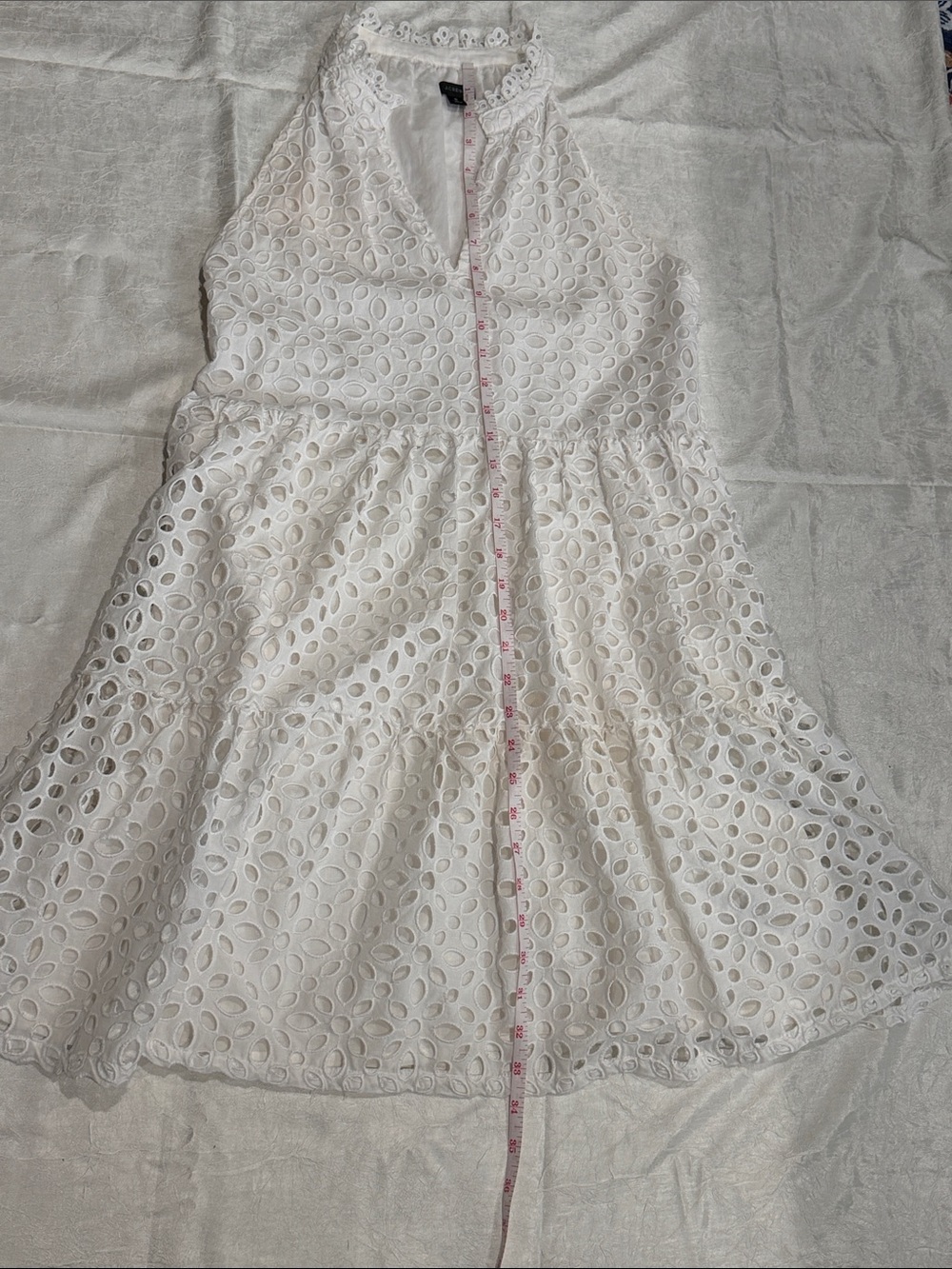 J.Crew White Eyelet Halter Dress Embroidered Summer Mini Dress Size S - Picture 15 of 15